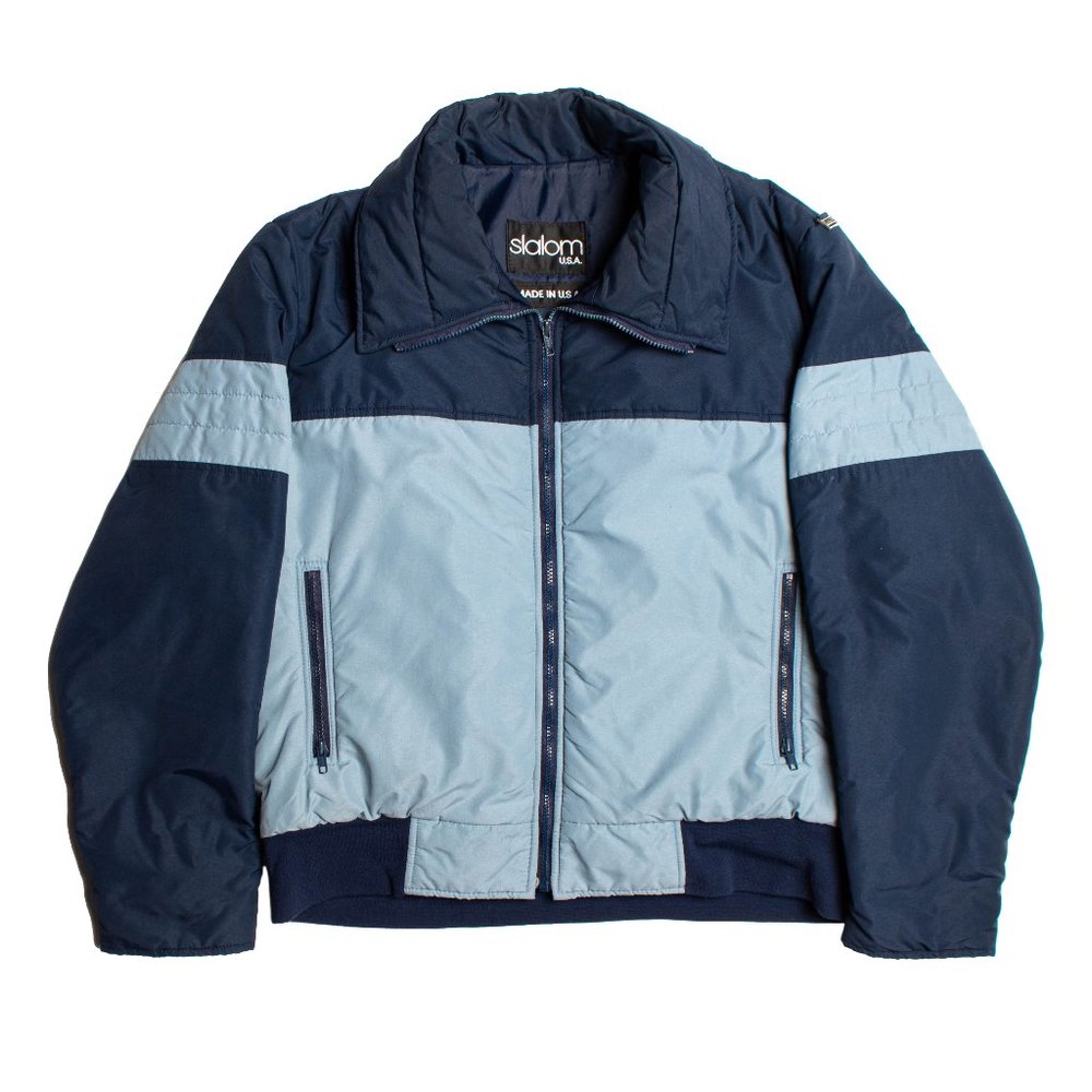 Vintage Slalom Made In USA Puffer Jacket Two Tone Navy And Light Blue Men's XL
